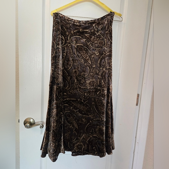 JS Collection Velvet Chocolate Jacket and Coldwater Creek Velvet Skirt Paisley - Picture 3 of 8